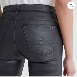 AG Waxed Coated Black Jeans Pants Denim Skinny 24R Adriano Goldschmied Straight
